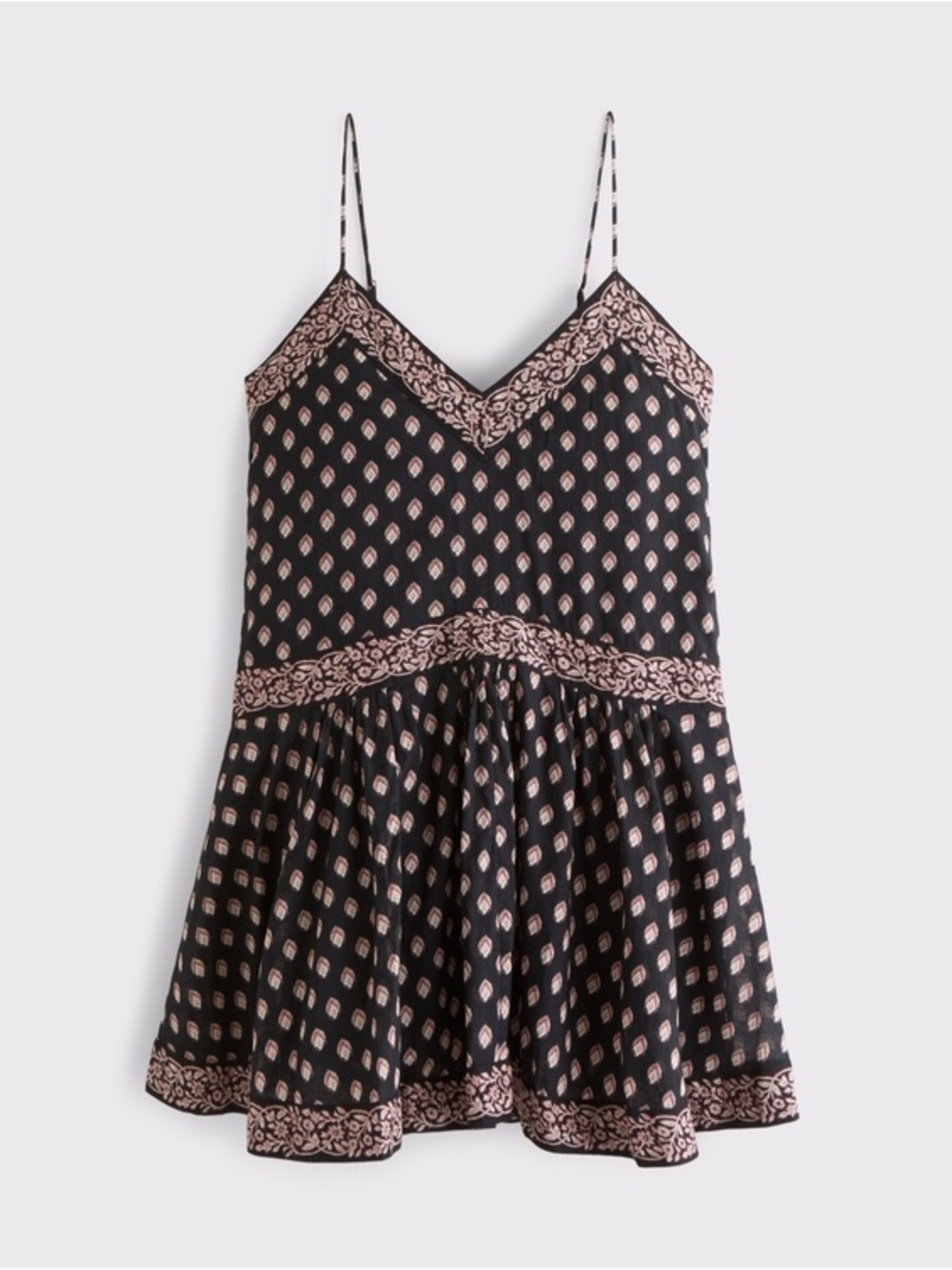 Abercrombie & Fitch Camisole Romper Dress Shorts Pink Black Floral XS Tall NWT